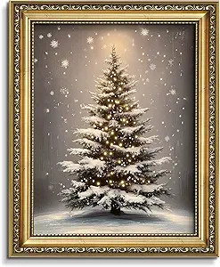 AIMAILON Vintage Framed Canvas Christmas Wall Art Decor Festive Winter Holiday Artwork for Living... | Amazon (US)