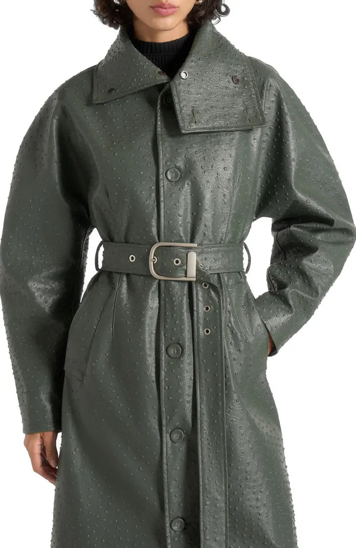 Leyna Ostrich Hourglass Belted Coat | Nordstrom