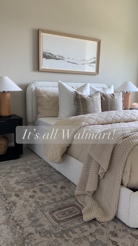 Guest room details and it’s all affordable!! Walmart guest bedroom from the designer inspired boucle bed, to the gorgeous nightstands and fluted sideboard! The bedding is also Walmart! And so is the rug!! Yes you can update a space on a budget!! 

#LTKHome #LTKVideo #LTKStyleTip