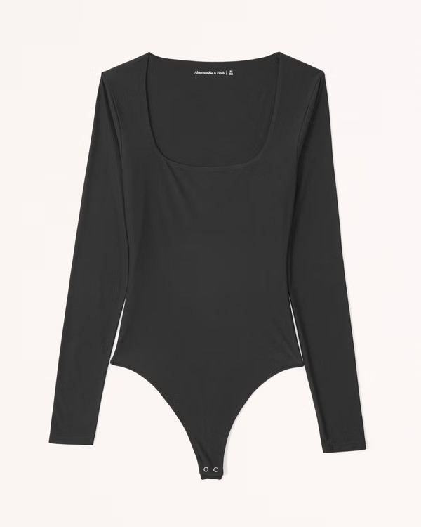 Soft Matte Seamless Long-Sleeve Squareneck Bodysuit | Abercrombie & Fitch (US)