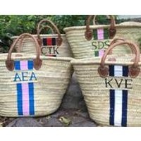 Monogrammed French Market Basket XLarge  SALE 136.00  Hand Painted Personalized Straw Beach Tote  Painted Straw Bag | Etsy (US)