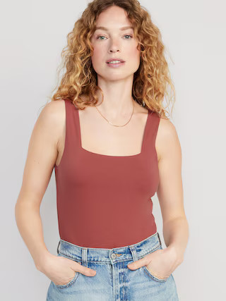 Fitted Sleeveless Square-Neck Bodysuit for Women | Old Navy (US)