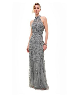 Beauut Women's Embellished Sequins Halter Neck Maxi Dress - Misty green | Macy's