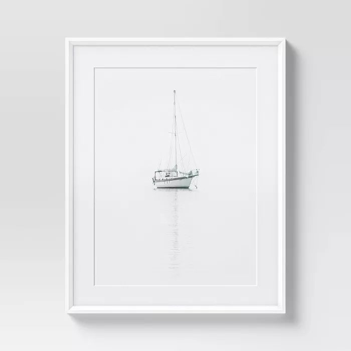 24" x 30" Single Sailboat Framed Wall Art Black/White - Threshold™ | Target