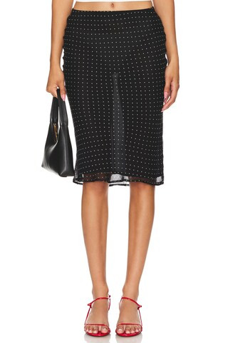 Stella Midi Skirt in Black Polka Dot | Revolve Clothing (Global)