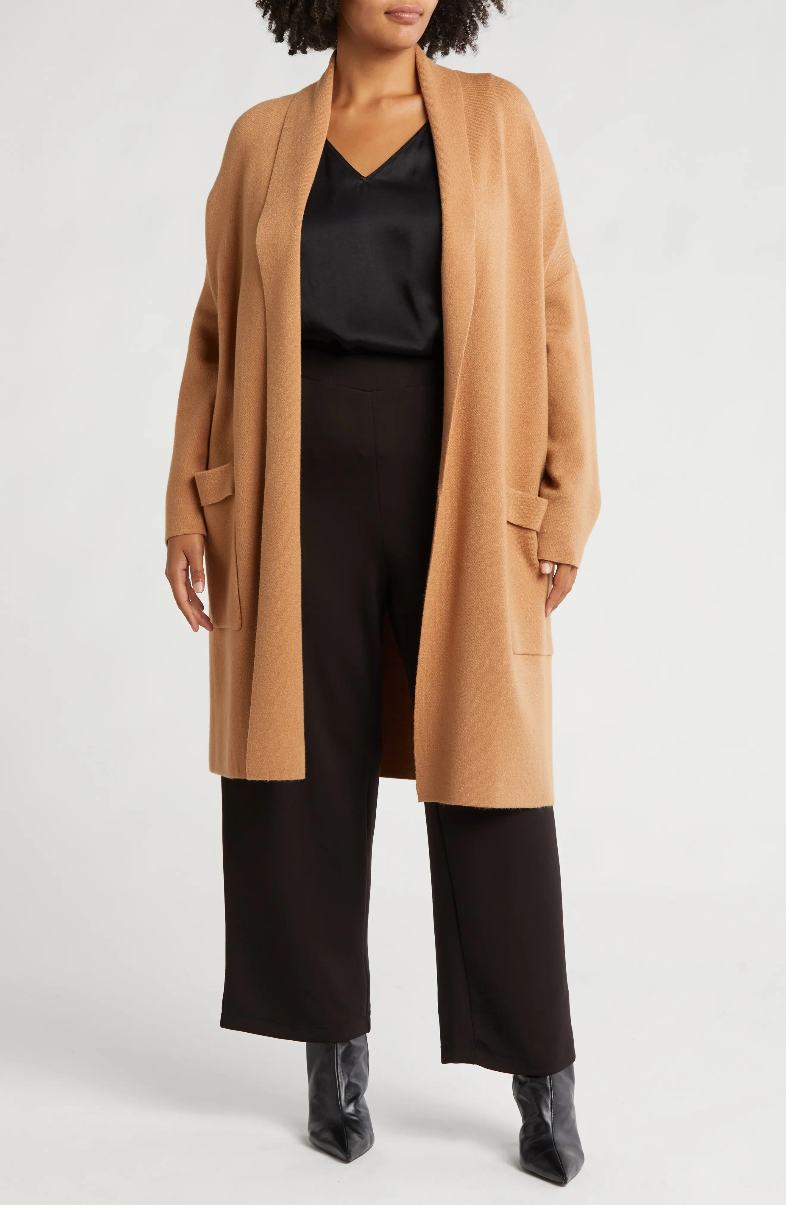 BY DESIGN Alica Open Front Cardigan in Black at Nordstrom Rack, Size 1X | Nordstrom Rack