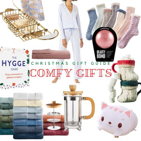 Comfy Gifts 

Christmas gift guide, holiday gift, Christmas gifts, hygge, gold bath caddy, pink knit blanket, soft pajamas, bath bomb, soft socks, fuzzy socks, stocking mug, Christmas mug, squishmallow, cat pillow, coffee French press, resort bath towels, hygge game, Amazon finds, Amazon home, Amazon gifts 

#LTKhome #LTKunder50 #LTKHoliday