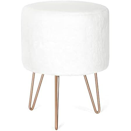 OBABA Round Storage Ottoman Vanity Stool,Velvet Footrest Chair with Removable Tray Top Coffee Table  | Amazon (US)