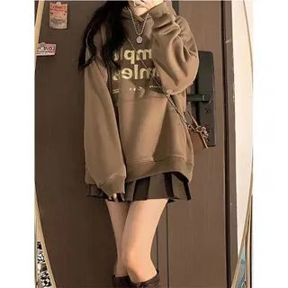 Lettering Hoodie / Pleated Skirt | YesStyle Global
