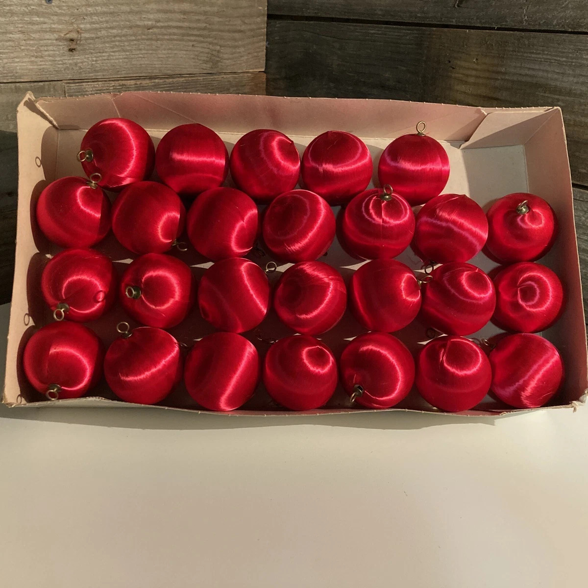 26 Vintage RED Satin Spun Silk Christmas Ball Ornaments 2.5” Decor | eBay US