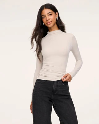 SPANXsmooth® Jersey Mock Neck Long Sleeve Ruched Top | Spanx