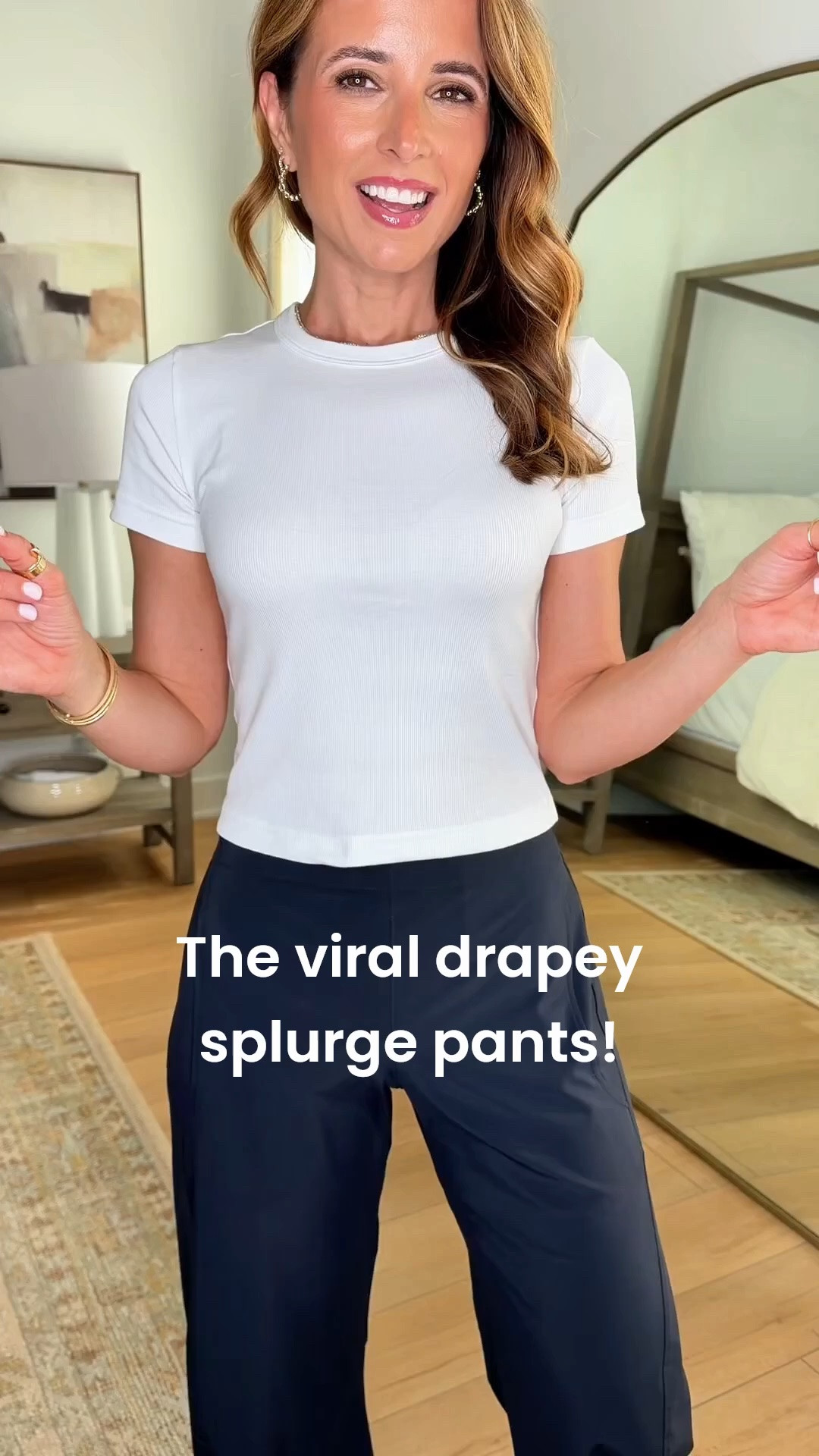 **This is the Ruti pair** Ruti on the loose pants vs. Amazon pair! Use code Welcome45 on Ruti pants! Travel pants. Travel outfit. Everyday outfit. Elevated casual outfit. Barrel leg pants. Ribbed white t-shirt in XXS. Airport outfit. Mom outfit. Summer outfit. Fall outfit.

*The Ruti are 100% worth the splurge if in your budget! Wrinkle free fabric that comes in petite, standard, and long. I prefer standard length in these and I am 5’3. These have an effortless drapery and tailored look to them. Wearing size 0 standard length.

*The Amazon pair is a great budget-friendly alternative but not as tapered or tailored of a fit. These do not come in length options. I prefer folding the waistband over to being the length up a little bit. Wearing XS.

#LTKootd #LTKTravel #LTKPetite