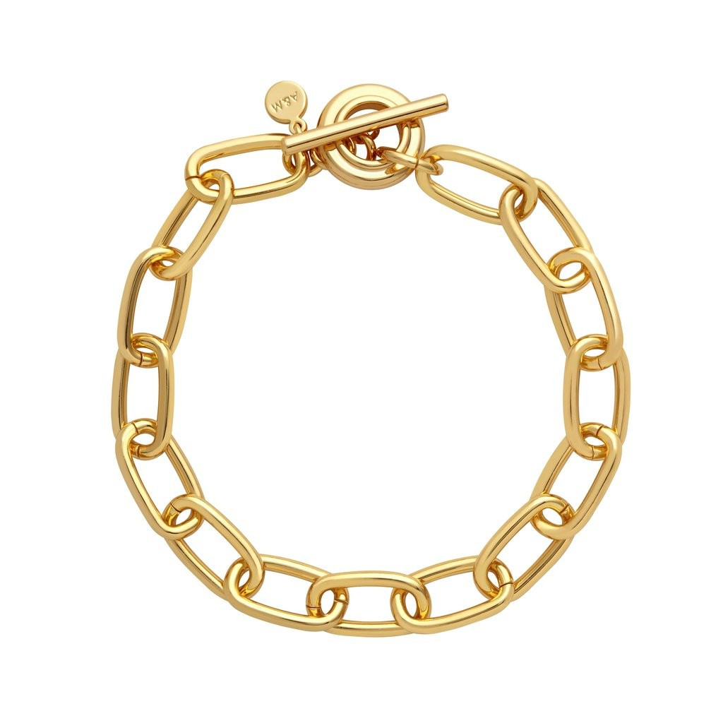 Ripple T-Bar Chunky Bracelet in Gold | Astrid and Miyu