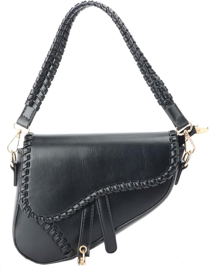 KUANG! Women Saddle Tote Handbag Purse Woven Underarm Satchel Clutch Shoulder Purse Crossbody Bag... | Amazon (US)