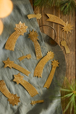 Brass Shooting Star Ornaments, Set of 12 | Terrain