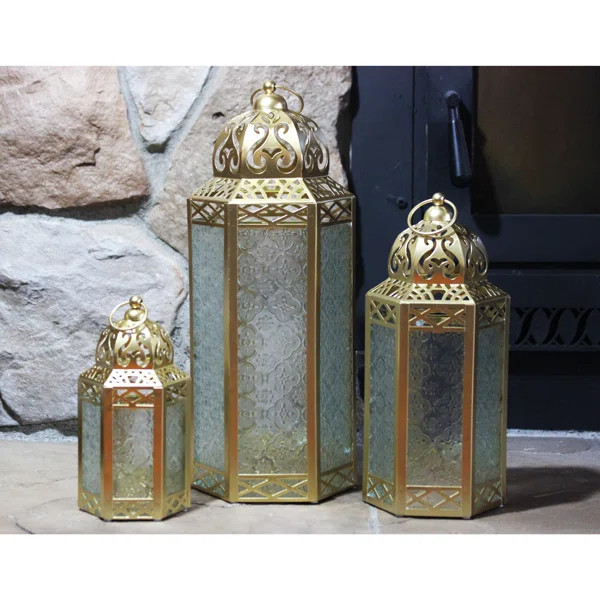 3-Piece Moroccan Tall Iron Lantern Set | Wayfair North America