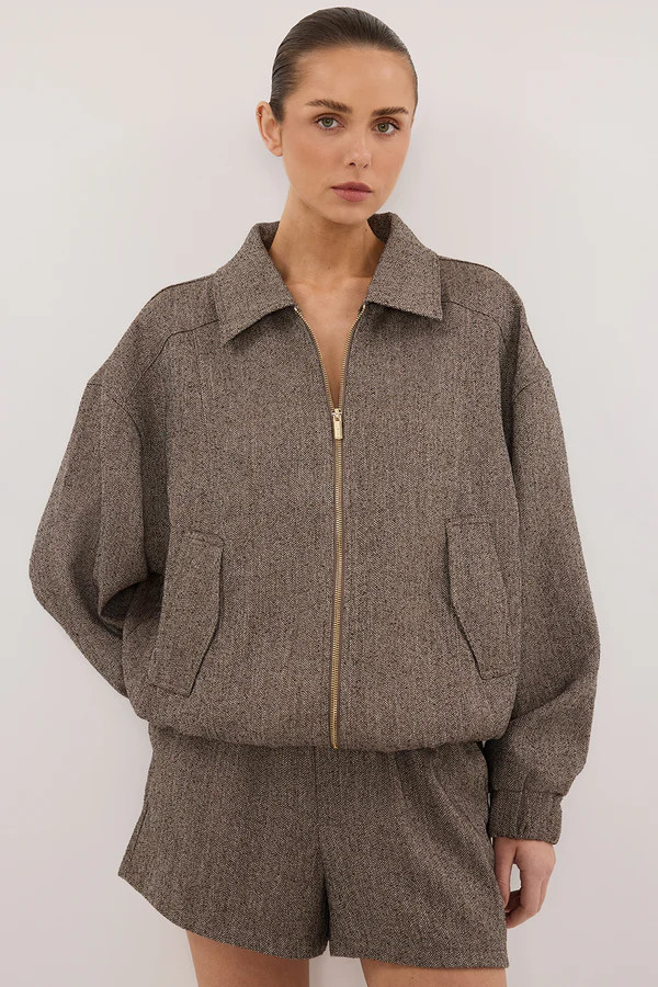 FRANKIE CHOC TWEED BOMBER JACKET | DISSH