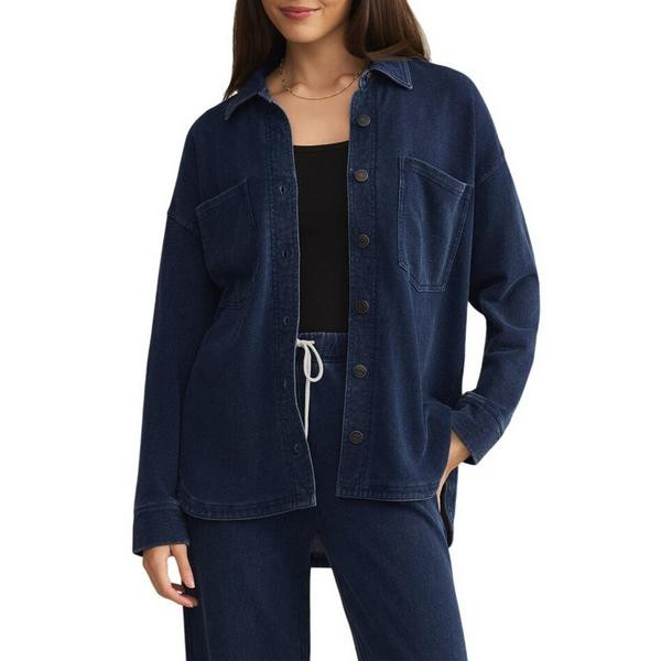 Women's Z Supply All Day Knit Denim Long Sleeve Shacket XSmall Indigo | Scheels Sports
