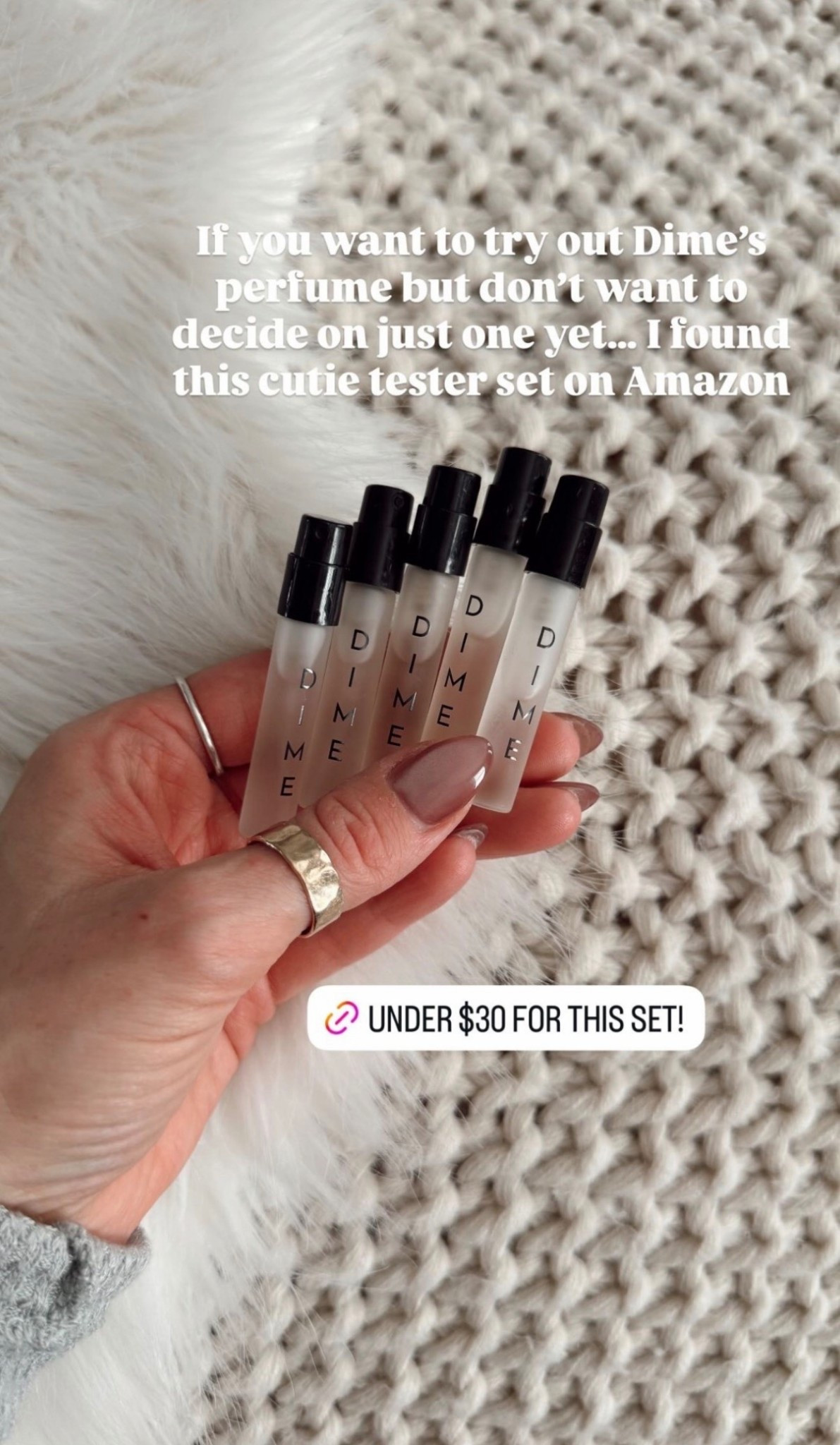 🤍 If you want to try out Dime’s perfume but don’t want to decide on just one yet… I found this cutie tester set on Amazon