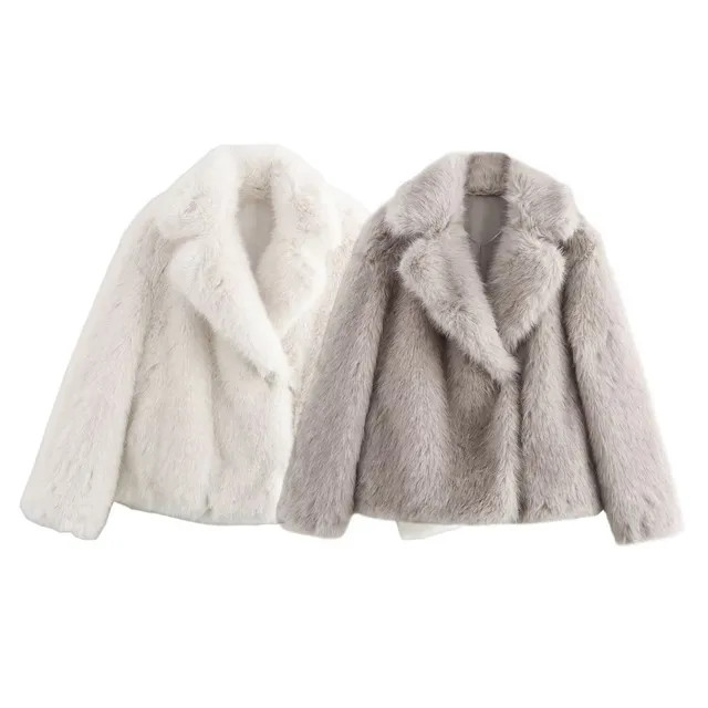 Avauntgardo - Lapel Collar Fluffy Button Jacket | YesStyle.com