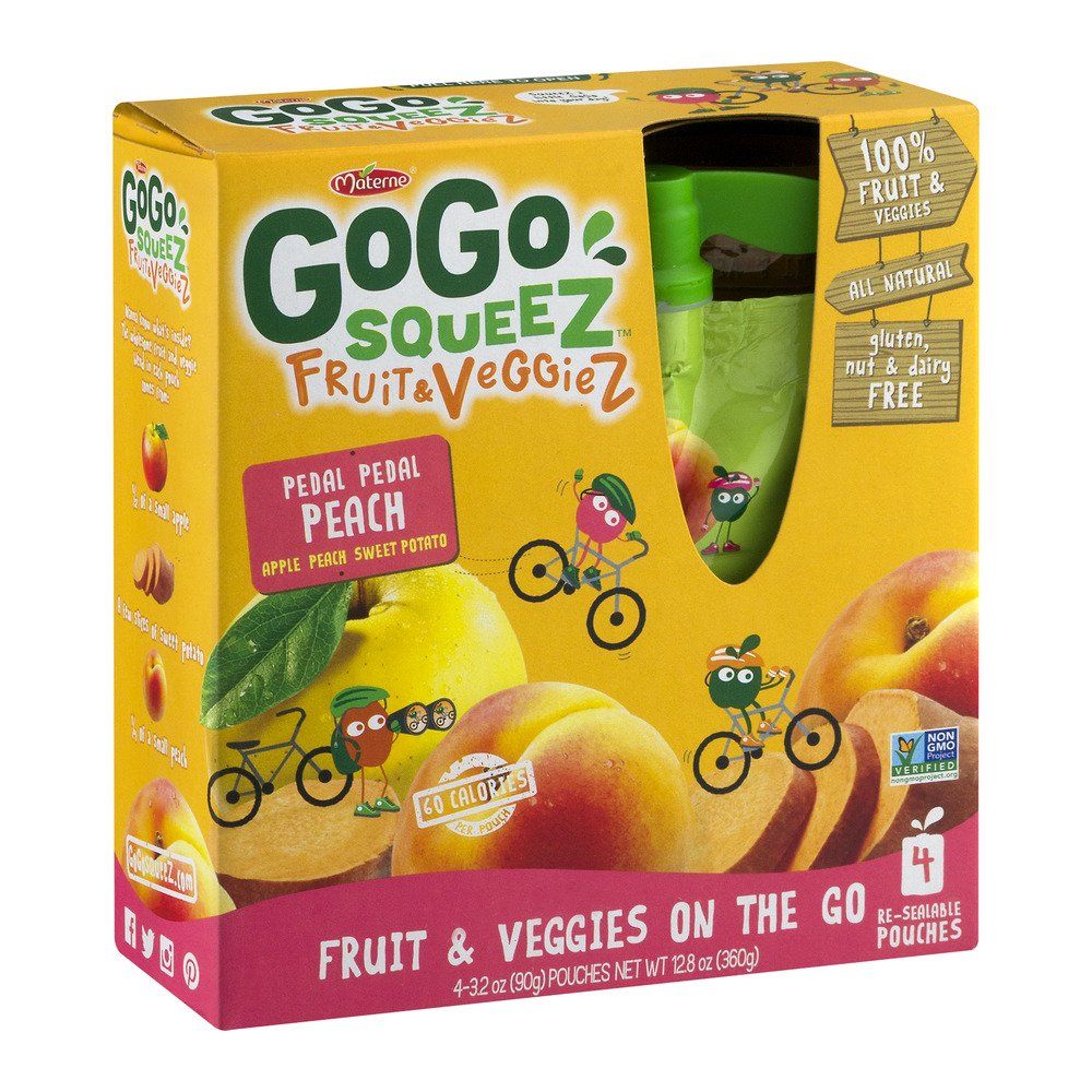 (3 Pack) GoGo Squeez Fruit & Veggiez Fruit & Veggies On The Go Pedal Pedal Peach - 4 CT | Walmart (US)