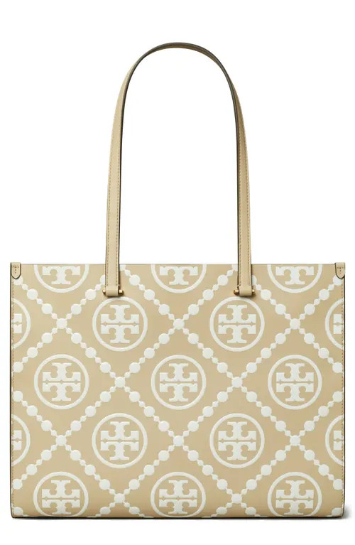 Tory Burch T Monogram Embossed Leather Tote in Beige at Nordstrom | Nordstrom