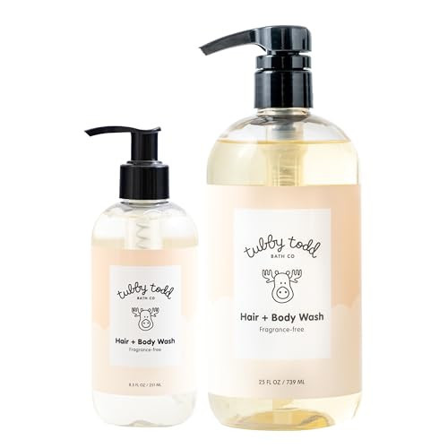 Tubby Todd Hair + Body Wash - Baby Shampoo and Body Wash - Gentle, Natural Baby Was for Newborns, Babies, and Toddlers - Non-Toxic and Hypoallergenic - Fragrance-Free, 2 Pack, 8.5oz & 25oz | Amazon (US)