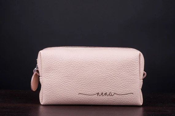 Bridesmaid Cosmetic Bag, Personalized Makeup Bag, Bridesmaid Gift, Make up Bag, Personalized leat... | Etsy (US)