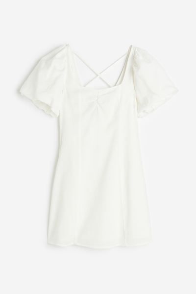 Kleid mit Puffärmeln - Weiß - Ladies | H&M AT | H&M (DE, AT, CH, DK, NL, NO, FI)