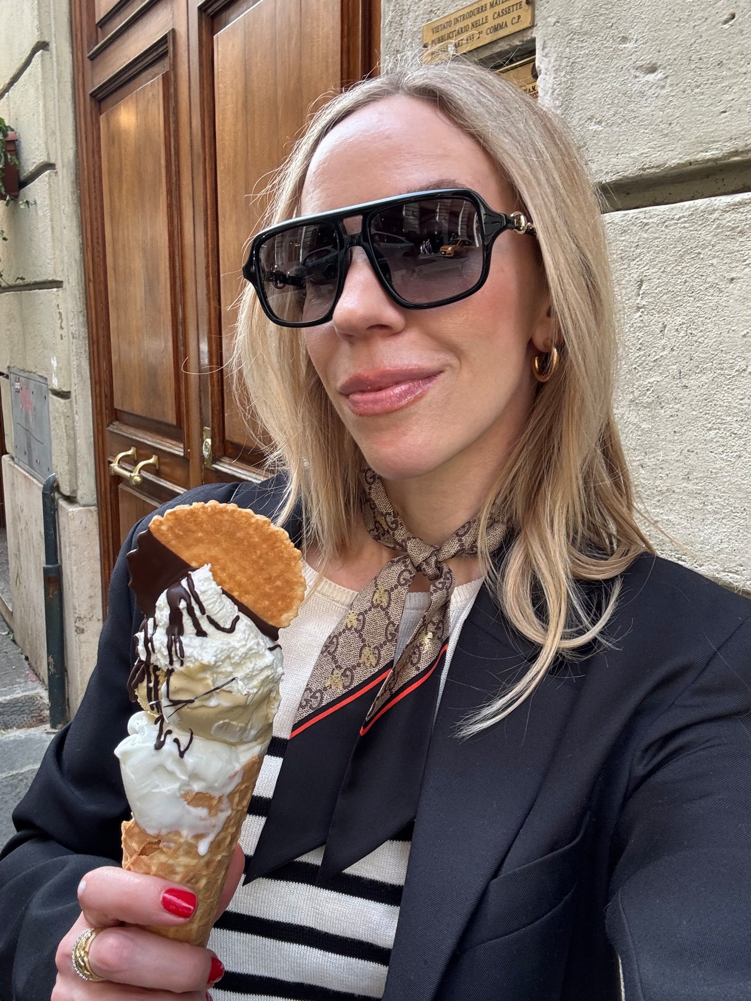 Gelato in Italy is a must! 🕶️ 

Gucci sunglasses, Gucci silk scarf, travel style 

#LTKdayinmylife #LTKSeasonal #LTKTravel
