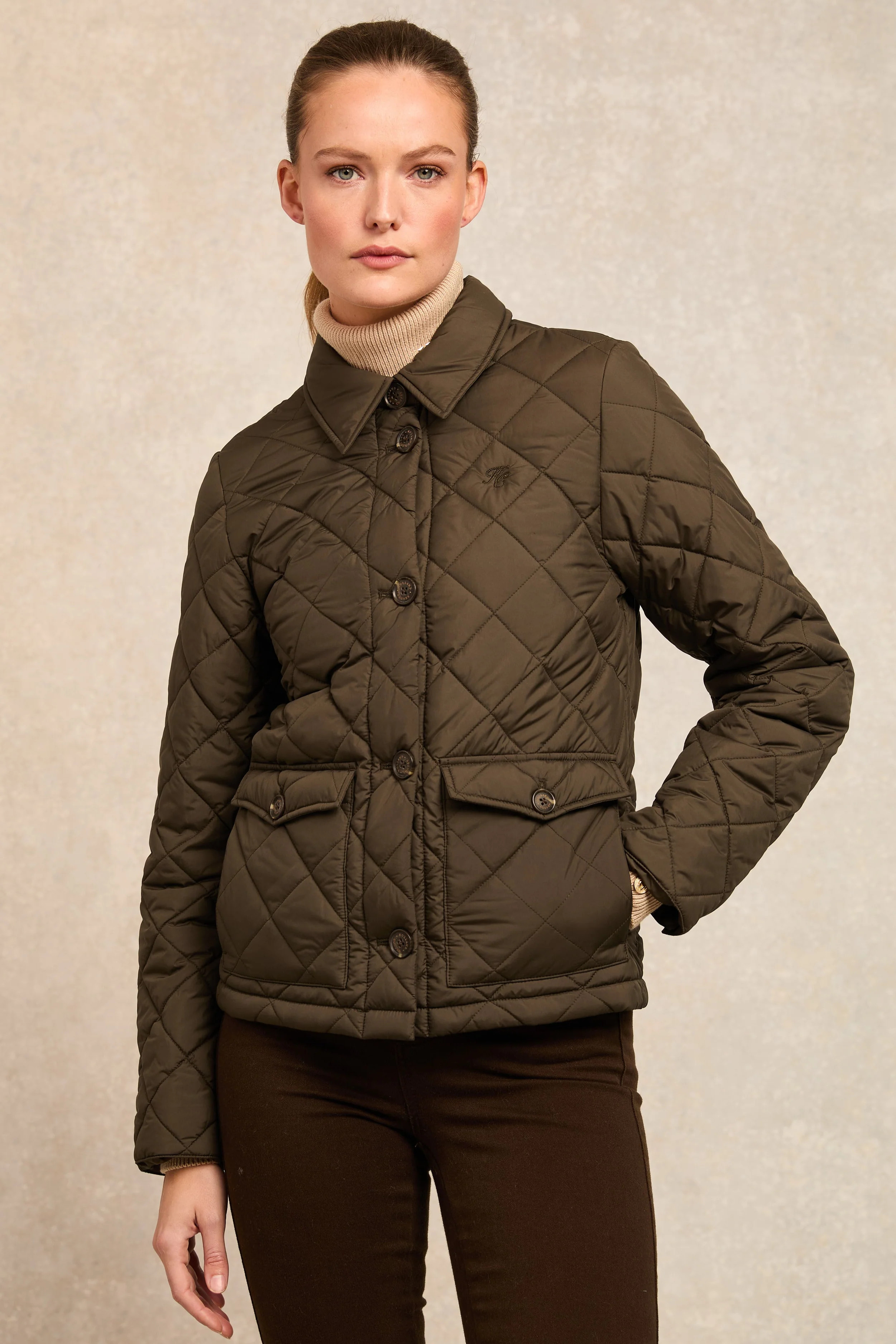 Quilted Coach Jacket (Heritage Khaki) | Holland Cooper