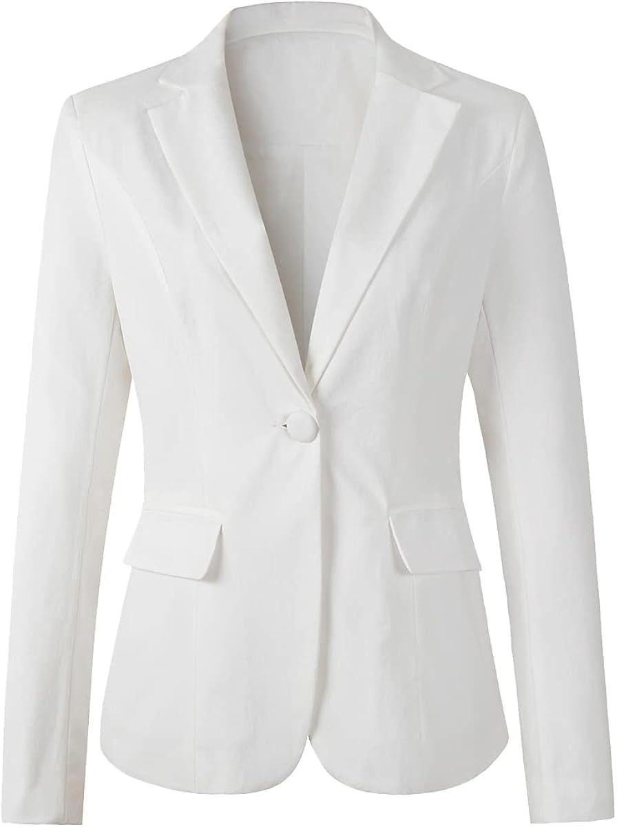 Womens One Button Blazer Lightweight Office Work Suit Jacket | Amazon (US)