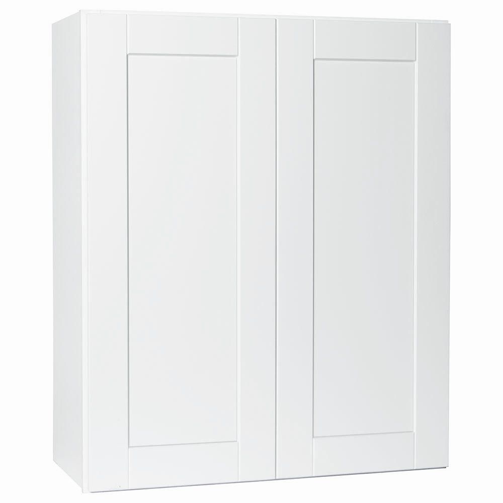 Shaker Assembled 30x36x12 in. Wall Kitchen Cabinet in Satin White | The Home Depot