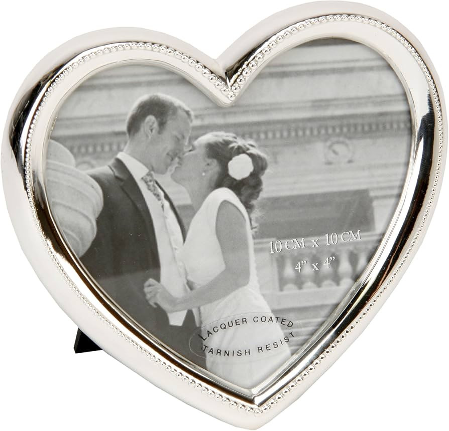 Silver Plated Heart Alloy Photo Frame 4 x 4 | Amazon (US)