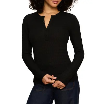 Sanctuary Not So Basic Texture Henley Top in Dried Goldie Yellow at Nordstrom, Size Small | Nordstrom