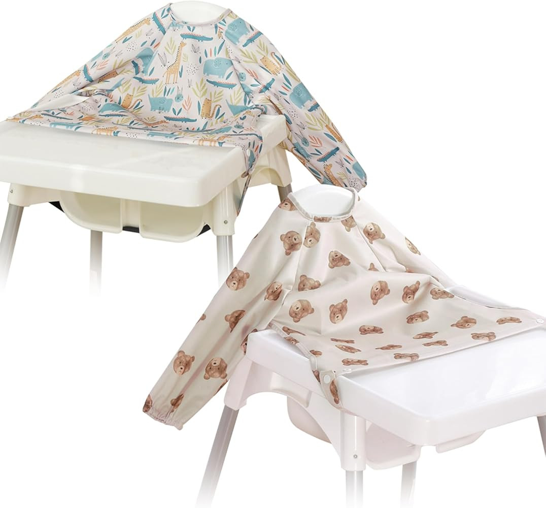 Long Sleeve Baby Bib - Mess-Proof Feeding Bibs for Babies - Adjustable, Waterproof, and Highchair... | Amazon (US)