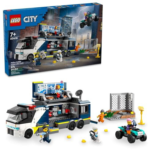 LEGO City Police Mobile Crime Lab Truck Toy, Pretend Play Police Toy, Includes Quad Bike, 2 Officers, 1 Scientist and 2 Crook Minifigures, Police Truck for Kids Ages 7 Plus, 60418 | Amazon (US)