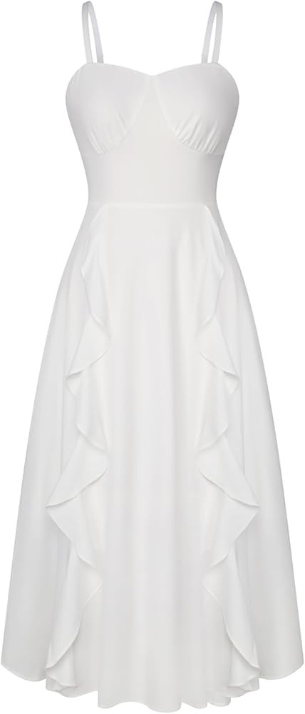 Belle Poque Sun Dresses for Women 2025 Boho Midi Dresses Casual Spaghetti Ruffle Dress Wedding Gu... | Amazon (US)
