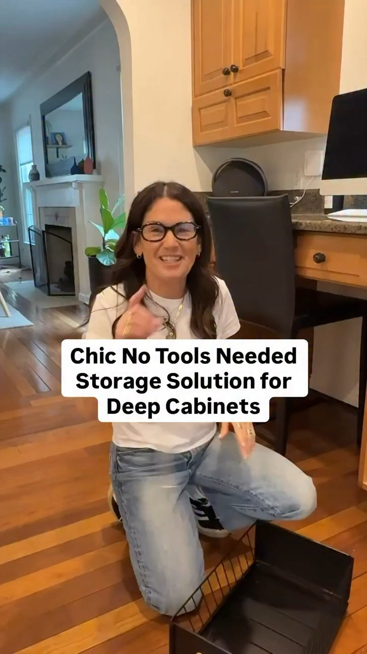 No tools needed storage for a deep cabinet!! Comment LINK!