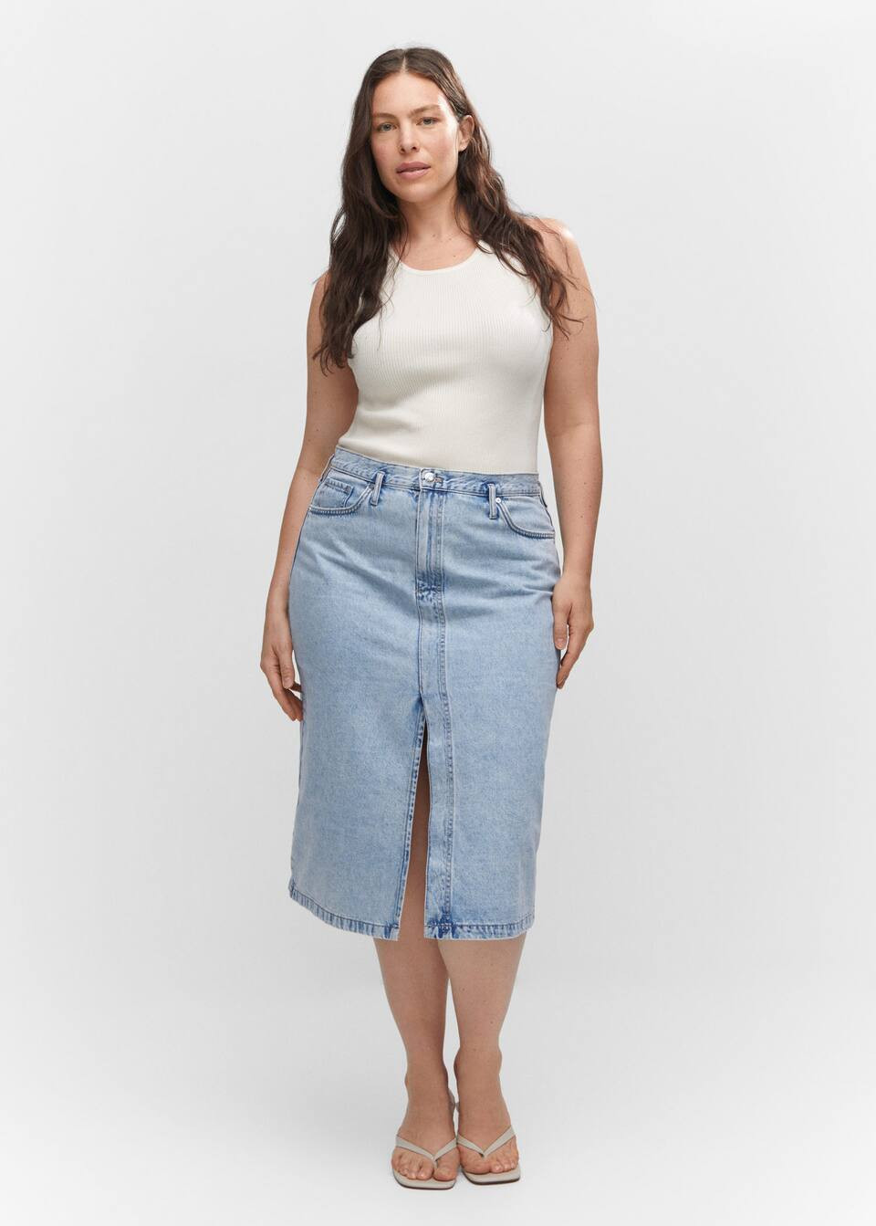Denim midi-skirt -  Women | Mango USA | MANGO (US)