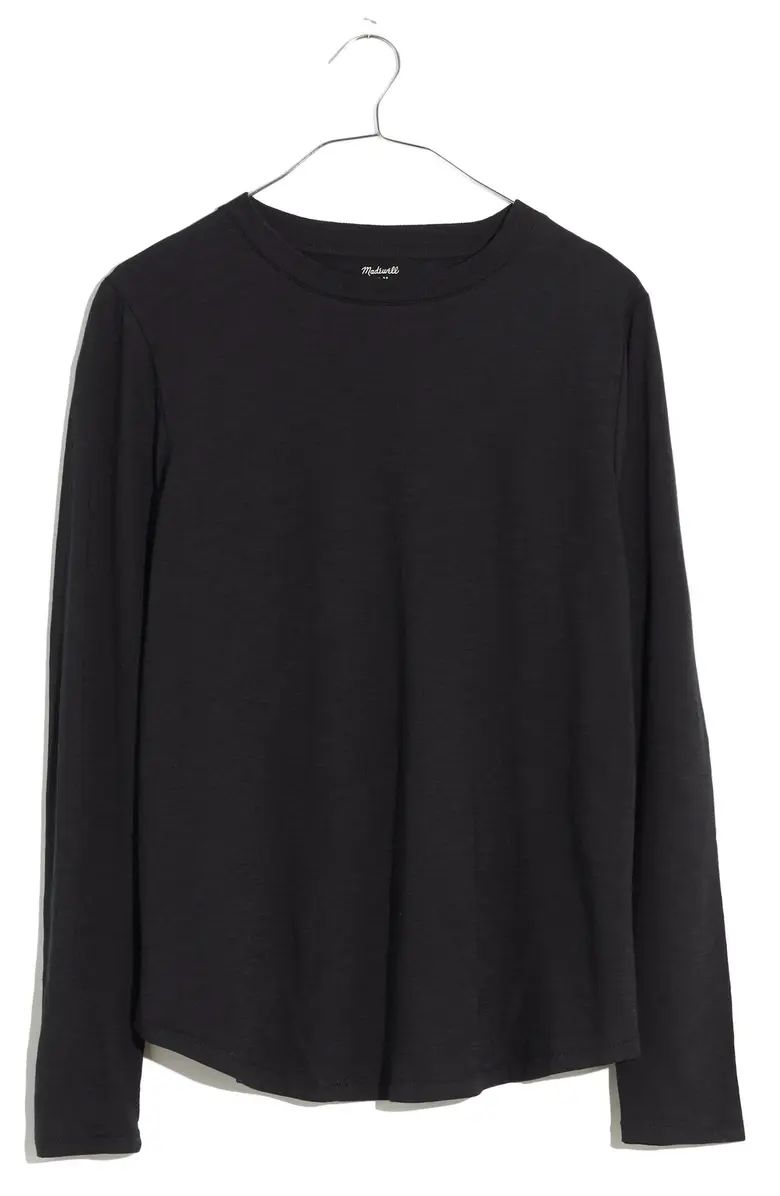 Whisper Cotton Rib Crewneck Long Sleeve T-Shirt | Nordstrom