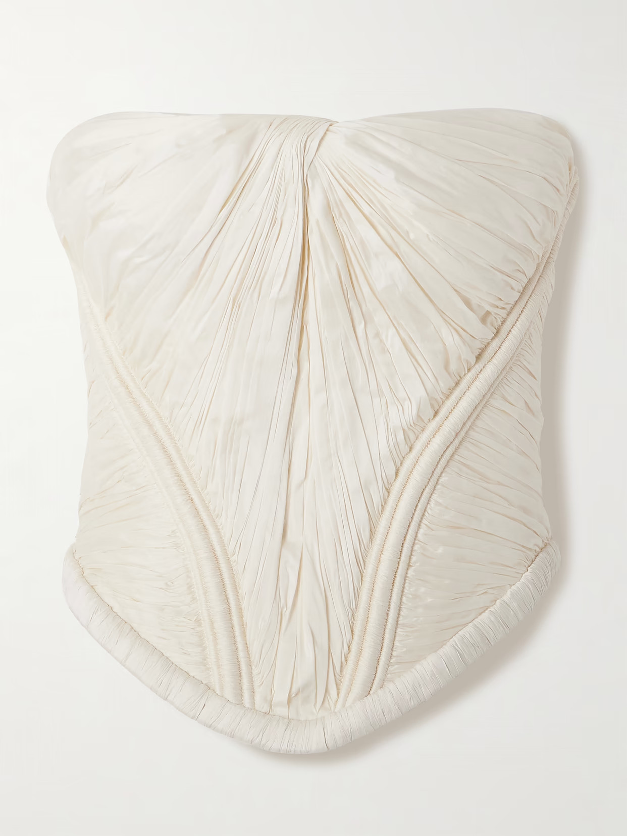 Danielle Frankel - Priscilla Strapless Gathered Taffeta Bustier Top - Neutrals | NET-A-PORTER (US)