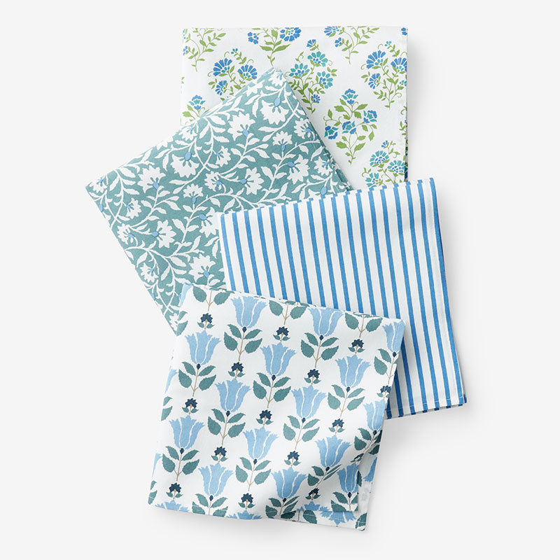 Mix & Match Printed Cotton Napkins, Set of 4 - Blue & Green | The Company Store