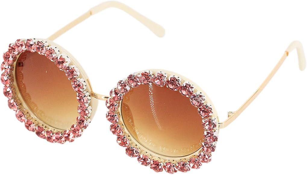 Naimo Fashion Round Pearl Decor Sunglasses UV Protection Metal Frame | Amazon (US)