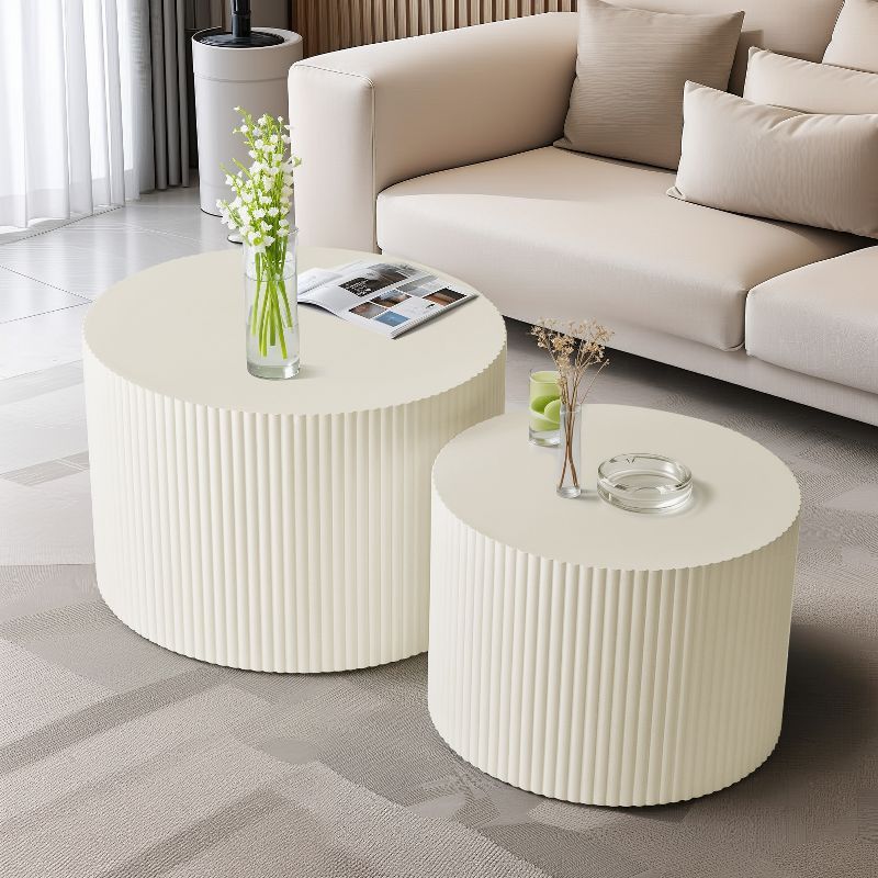 Set of 2, Wave Stripe Nesting Coffee Table Set for Living Room, Bedroom 4M - ModernLuxe | Target