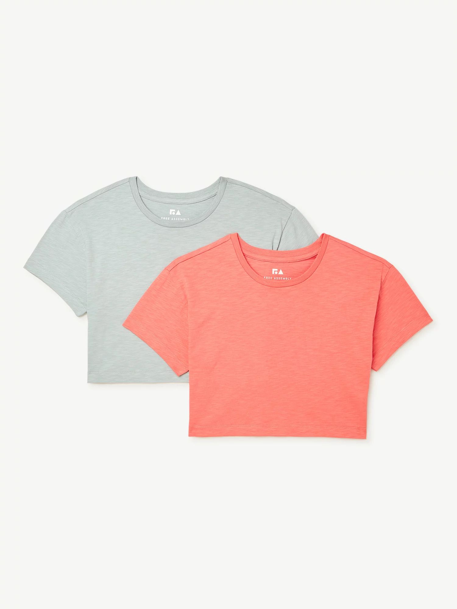 Free Assembly Girls Short Sleeve Cropped T-Shirts, 2-Pack, Sizes 4-18 - Walmart.com | Walmart (US)
