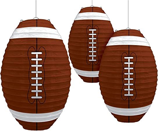 Football-Shaped Decorative Paper Lanterns -13.5", 3 Pcs | Amazon (US)