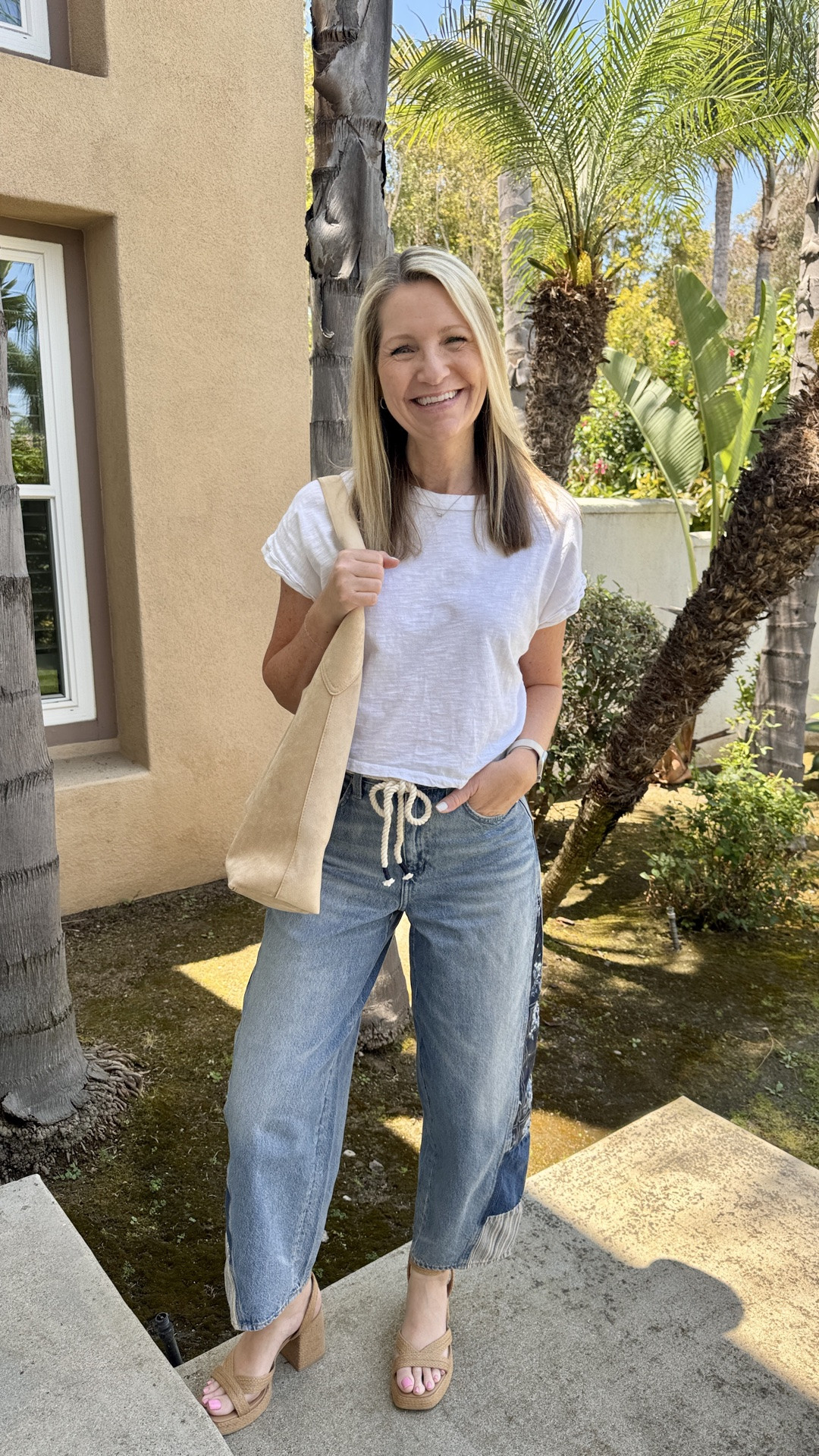 Free People vibes on a Target budget. I’ve been eyeing these bandana print barrel jeans from Target and finally decided to give them a try. The quality is amazing with a much better price point than FP. 

I got my true size and the fit and length are perfect. I’m 5’6 for reference. 

My white tee and sandals are shopped from my closet but I linked similar options. 

My purse is Target and still going strong from earlier this year as my favorite neutral bag.

#LTKootd #LTKSeasonal #LTKOver40