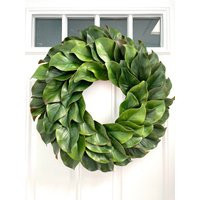Magnolia Leaf Wreath, Year Round Greenery Modern Farmhouse Door Decor, Everyday Minimalist Wreath | Etsy (US)