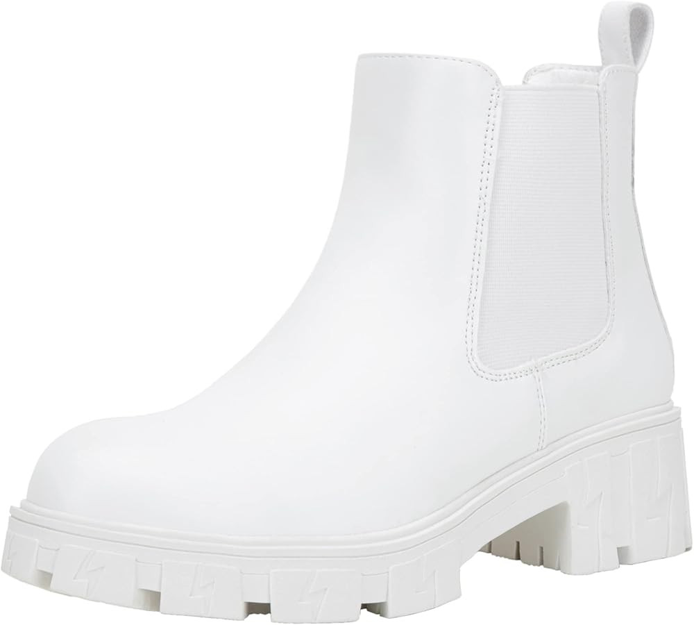 Jeossy Women's 9620 Chelsea Ankle Boots | Fashion Lug Sole Platform Elastic Slip-on Booties | Amazon (US)